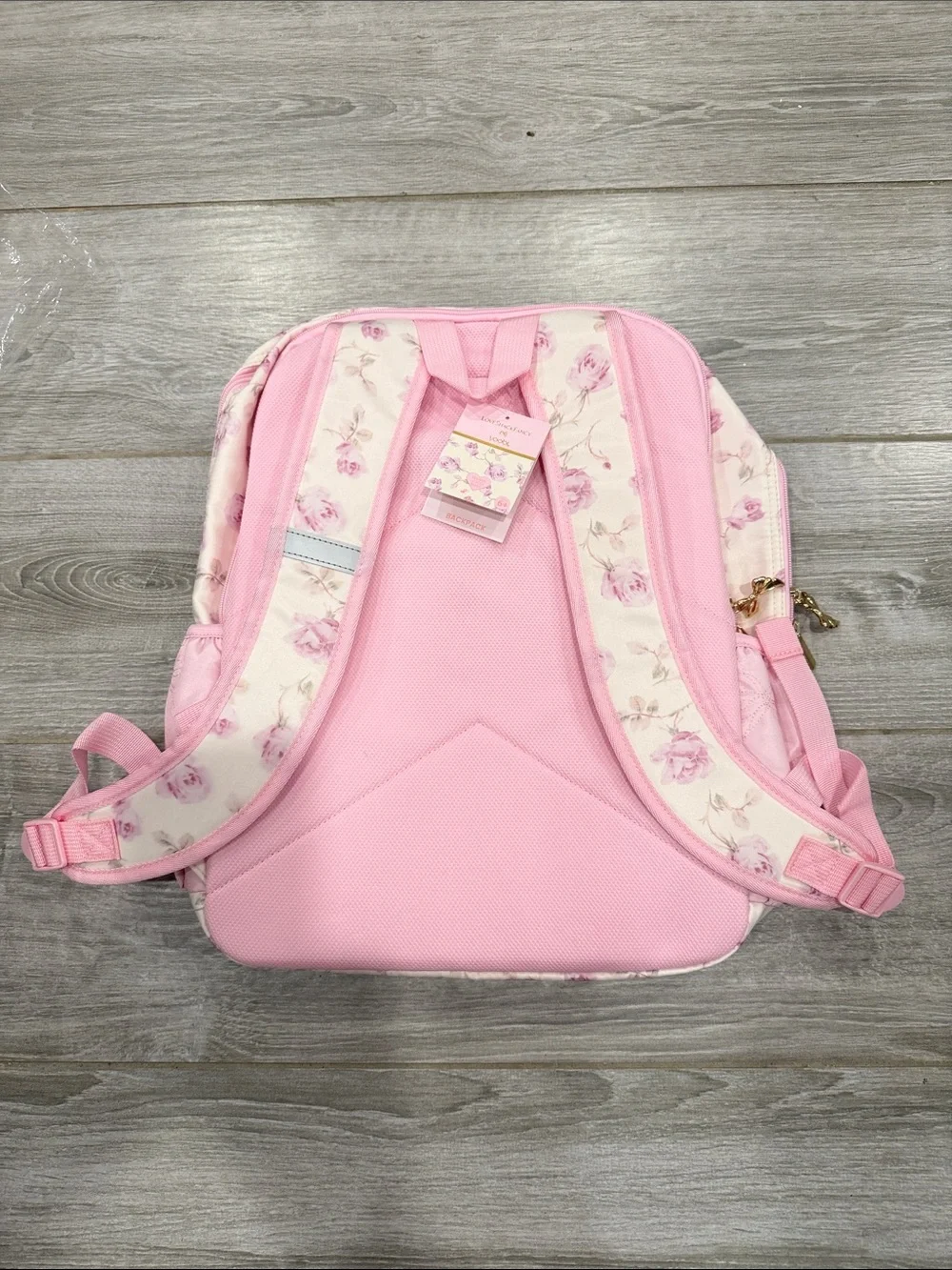 Love Shack Fancy Pink Floral Quilted Backpack with Bow Charm